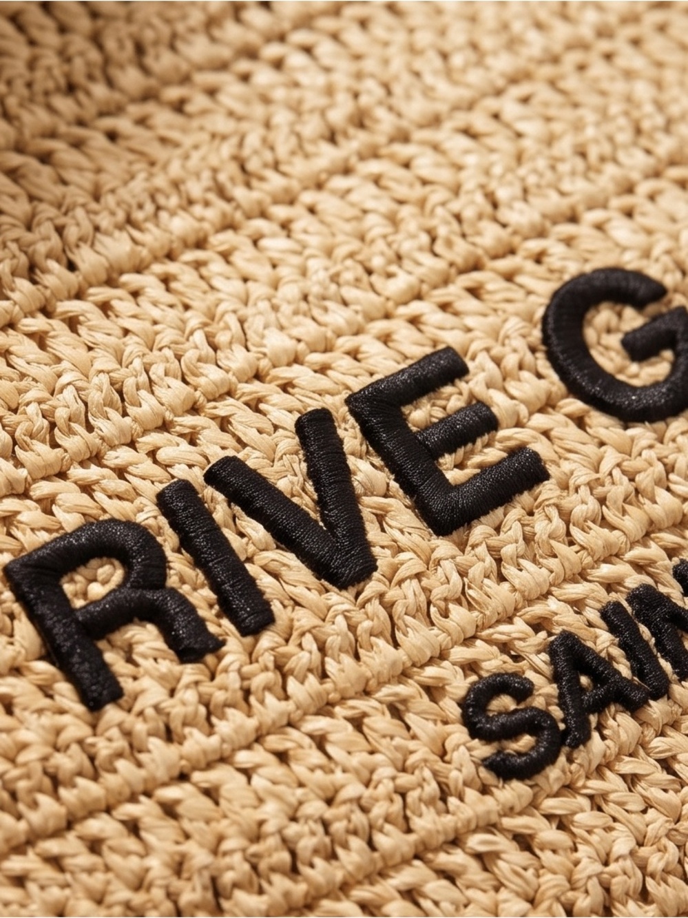 BNWT Saint Laurent Straw Rive Gauche Tote in Natural Beige with Black Logo - Picture 5 of 6